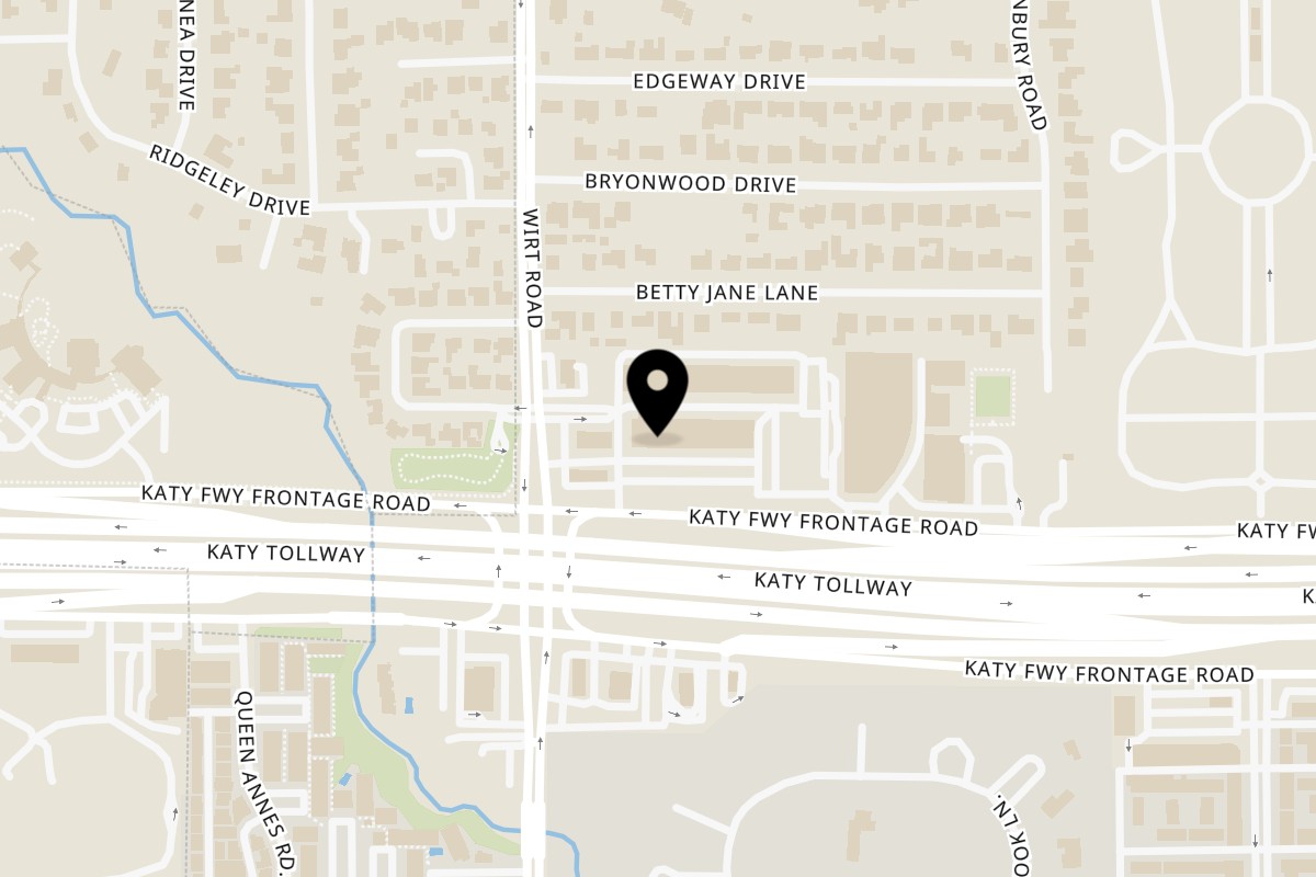 Map showing the location of BuffBurger on 1014 Wirt Rd #220 in Houston